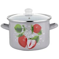 Oala cu capac, din otel, strat email, compatibila cu toate tipurile de aragaz, 20 cm, capacitate 4.1 litri, gri, Sweety, Florina