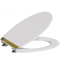 Capac de WC alb-auriu, inchidere silentioasa, duroplast, 37,5x42 cm,model 203, Sepio