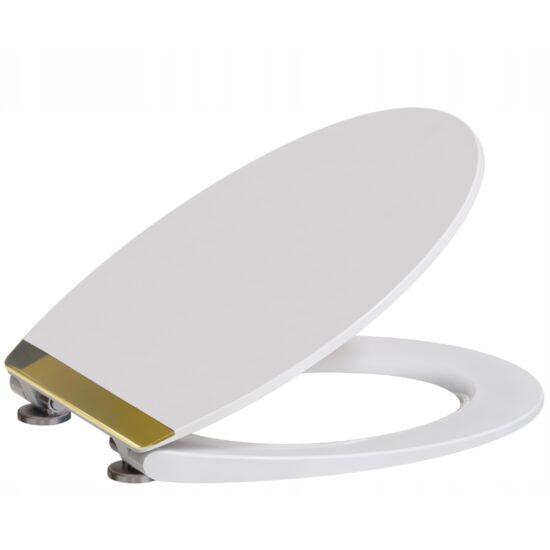 Capac de WC alb-auriu, inchidere silentioasa, duroplast, 37,5x42 cm,model 203, Sepio