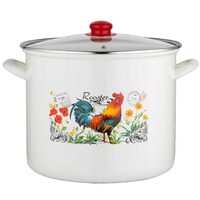 Oala cu capac, din inox emailat lucios, alba, 14l-28cm, Kogucik, Florina