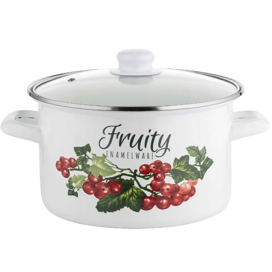 Oala emailata, din otel carbon, alba, 22cm-4.8L, Florina