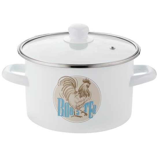 Oala Kogut, otel emailat alb, 22cm-5.3l, Florina