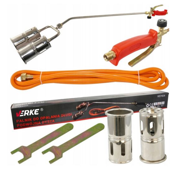 Arzator universal cu duza dubla, pentru ardere si incalzire, furtun 3m, Verke