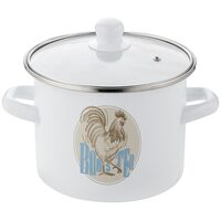 Oala din otel emailata, alb lucios, cu capac, 20cm, 4.2l, Kogut, Florina