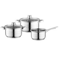 Set oale din inox, 2l, 3l, cu capac, cratita de 1.5l, 5 piese, Stark Florina