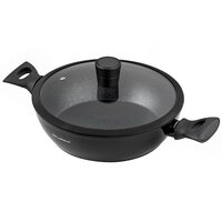 Oala cu capac din aluminiu, manere din bachelin, 28cm, 3.5l, negru, Magnum Florina