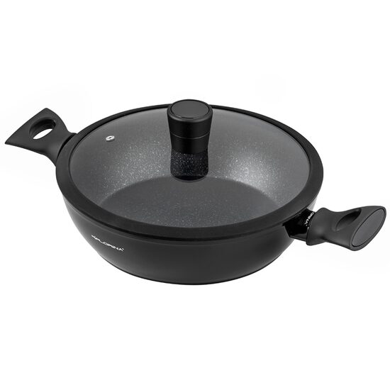 Oala cu capac din aluminiu, manere din bachelin, 28cm, 3.5l, negru, Magnum Florina