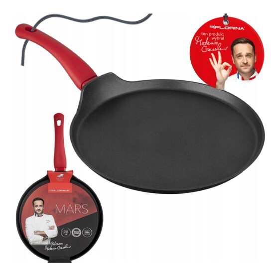 Tigaie pentru oua si clatite din aluminiu cu strat antiaderent, 28 cm, negru, Mars Florina