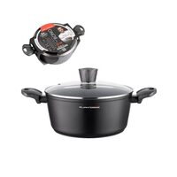 Oala din aluminiu, cu invelis marmorat antiaderent, cu capac, 24x13.3x2.2cm, 4l, Bono, Florina