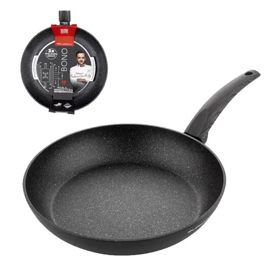 Tigaie din aluminiu, invelis antiaderent, marmorata, 28 cm, neagra, Bono Florina