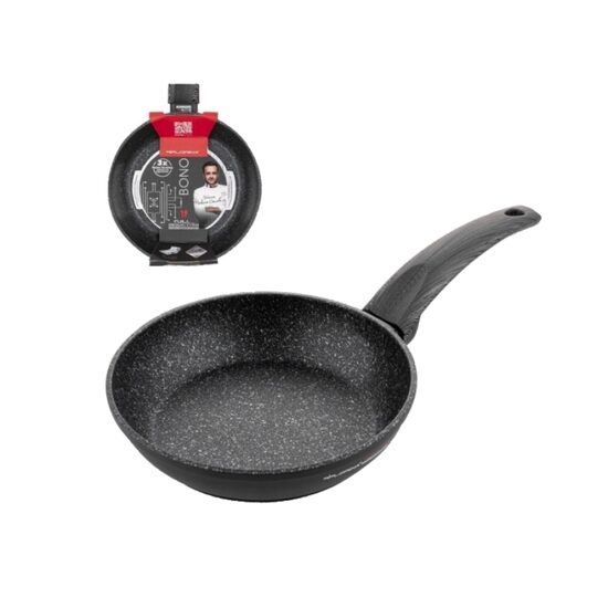 Tigaie din aluminiu, cu invelis din marmura antiderapanta, maner din bachelit, 18 x 5 cm, Bono, Florina