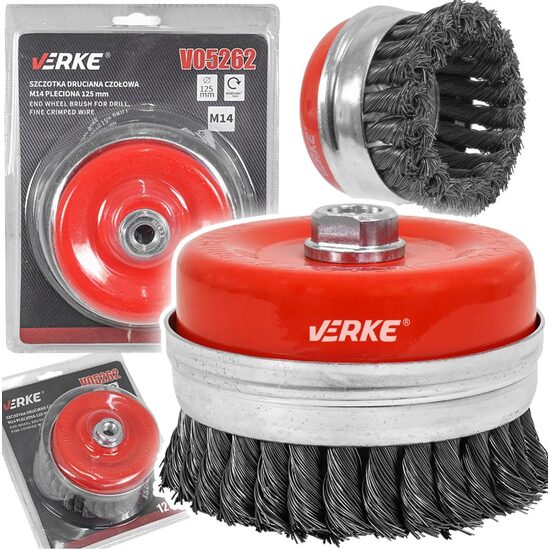 Perie sarma tip cupa, cu toroane, otel, 125mm, M14, pentru polizor, Verke