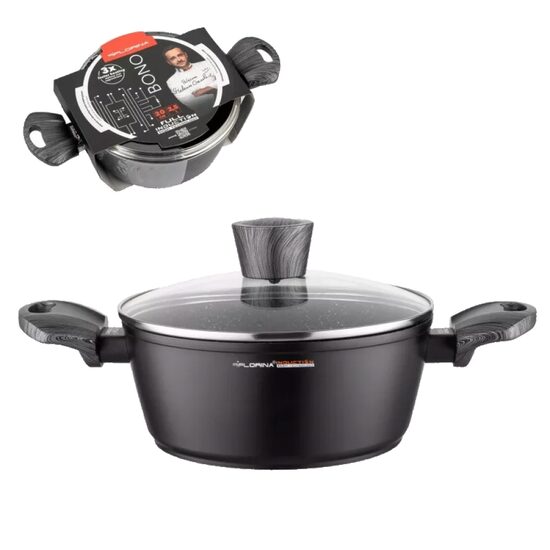 Oala cu capac, invelis antiaderent si manere din bachelit, 20cm, 2.5l, Bono, Florina