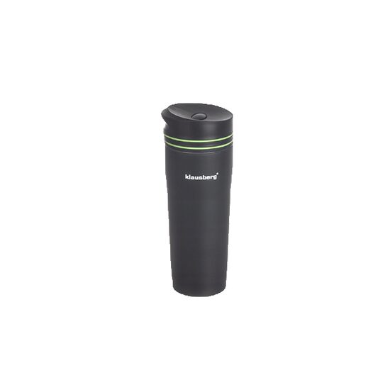 Termos, inox, capacitate 380ml, negru cu linii verzi, Klausberg