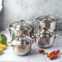 Set 4 oale cu capac,16/18/20/24 cm,golden,Kinghoff