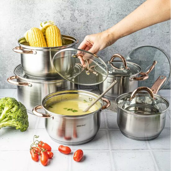 Set 5 oale cu capac,16/16/18/20/24 cm,rose ,Kinghoff