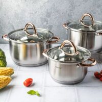 KH-1761Set 3 oale cu capac,16/18/20,golden-rose,Kinghoff