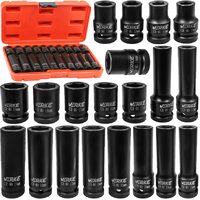 Trusa chei tubulare de impact scurte si lungi, 1/2" 10-19 mm, 20 bucati, Verke