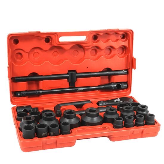 Trusa chei tubulare de impact hexagonale si bihexagonale, 3/4" si 1", 26 bucati, Verke