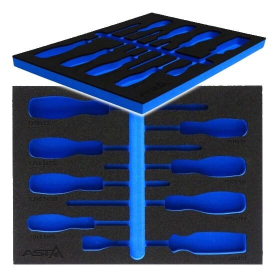 Modul dulap scule, burete organizator, 390 x 282 x 32 mm, din spuma, Asta