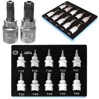 Set chei tubulare Torx, T10 - T55, 3/8", 10 bucati, Satra