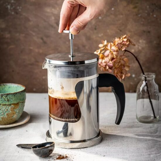 Infuzor pentru ceai si cafea, ceainic 800 ml, pahar sticla, inox, Kinghoff