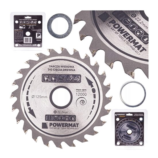 Disc circular pentru lemn, 125 x 22.2, 24 dinti, vidia, Powermat