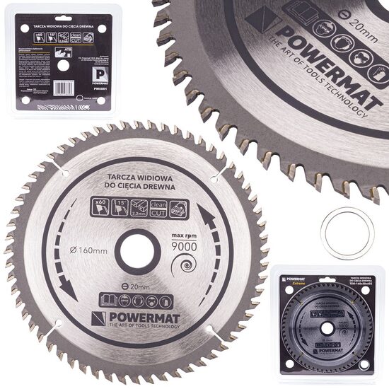 Disc circular pentru lemn, 160 x 20, 60 dinti, vidia, Powermat