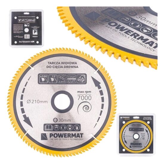 Disc circular pentru lemn, 210 x 30, 100 dinti, vidia, Powermat