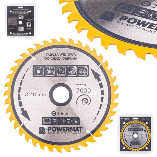Disc circular pentru lemn, 210 x 30, 40 dinti, vidia, Powermat