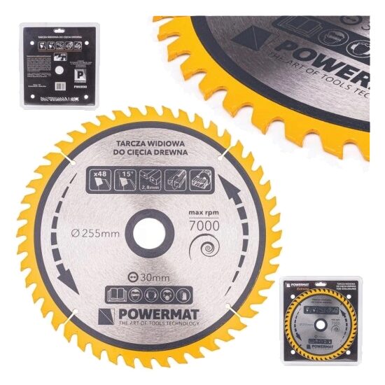 Disc circular pentru lemn, 255 x 30, 48 dinti, vidia, Powermat