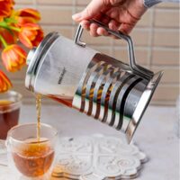 Infuzor pentru ceai si cafea, ceainic cu presa, capacitate 350 ml, din sticla, Kinghoff 