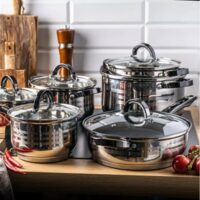 Set 6 oale, inox, cu capac, manere negre ,16/18/20/24/16/24cm, Klausberg