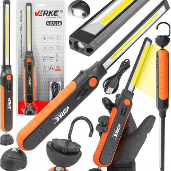 Lanterna pentru atelier profesionala, de inspectie cu led, 1000 LM, 2600 mAh, Verke
