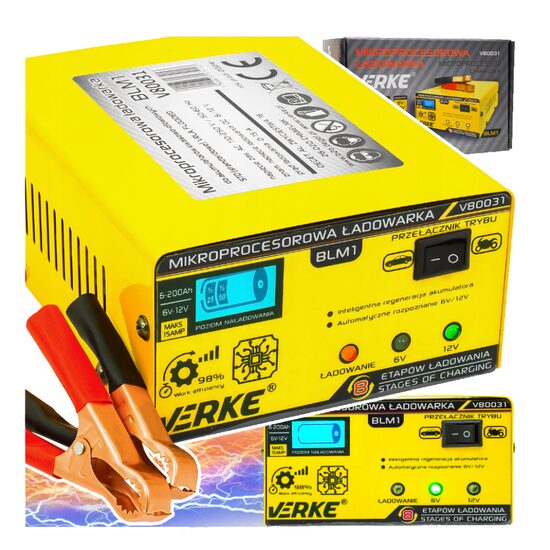 Redresor auto cu microprocesor, 6/12 V 15A, incarcare in 4 etape, Verke