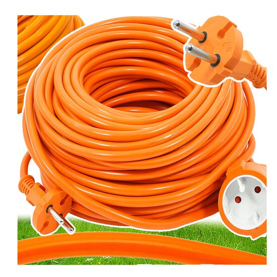 Cablu prelungitor pentru curent, lungime 40 metri,  grosime 2x1 mm, 2500 W, portocaliu, Verke