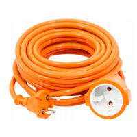 Cablu prelungitor pentru curent, lungime 20 metri,  grosime 2x1 mm, 2500 W, portocaliu, Verke
