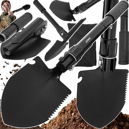 Unealta multifunctionala pliabila 4 in 1, lopata, sapa, târnacop, 41 x 10 cm, neagra, Verke 