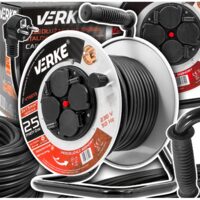 Rola prelungitor cablu negru, cu cadru metalic, 20 metri 3 x 1,5 mm Verke