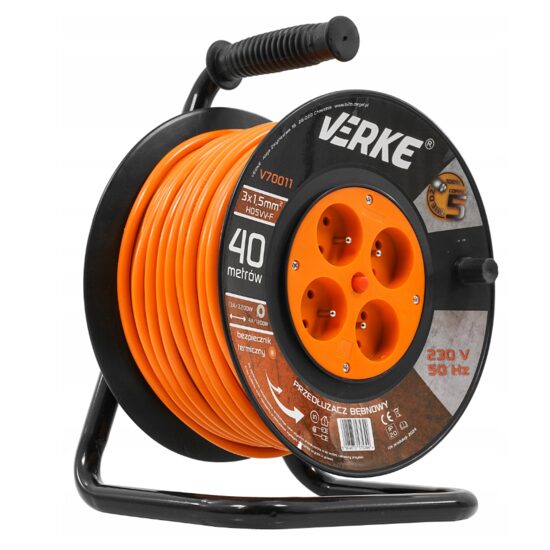 Rola prelungitor cablu cu cadru metalic, 25 metri 3 x 1,5 mm, Verke