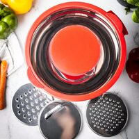  Bol inox, cu razatoare incorporata in capac, rosu, capacitate 5l, KingHoff