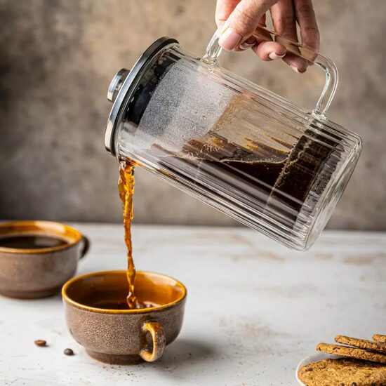 Infuzor cafea, ceai cu piston argintiu, sticla, 0.60 L, Klausberg