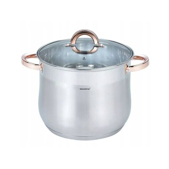 Oala din inox cu capac din sticla, diametru 24 cm, capacitate 8.6 litri, Klausberg
