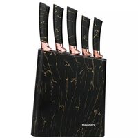 Set cutite din oțel inoxidabil, 6 piese, suport negru  cu model maro, Klausberg