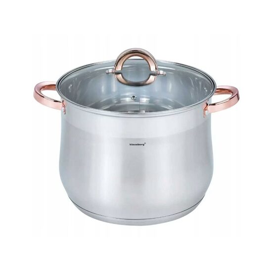 Oala din inox cu capac din sticla, diametru 26 cm, capacitate 10.7 litri, Klausberg