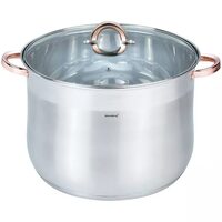 Oala din inox cu capac, manere roze, 22,4 L, Ø34 cm, Klausberg
