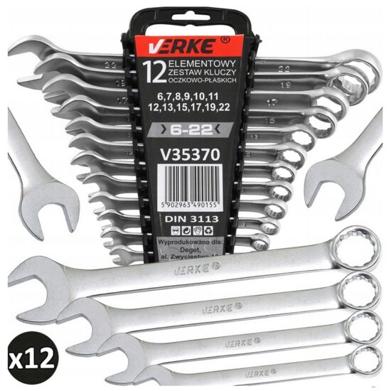  Set 12 chei fixe combinate, 6-22 mm, 12 piese, crom-vanadiu, Verke