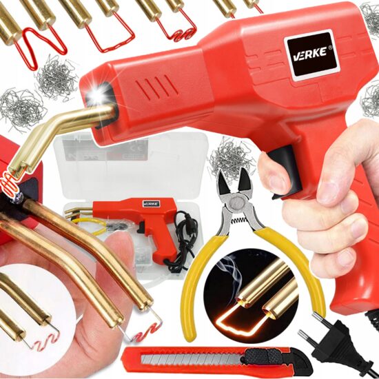 Pistol pentru lipit si sudat plastic, putere 100 W, cu 200 de capse incluse, Verke
