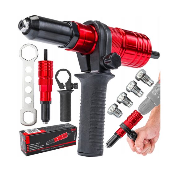 Adaptor pentru nituit, compatibul cu filetante, masini de gaurit, 2,4/3,2/4,0/4,8, Red Technic