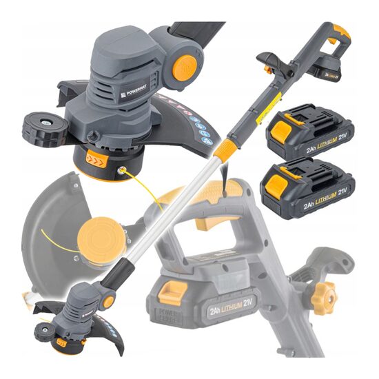 Trimmer cu acumulator, masina tuns iarba, 2x baterie 2Ah, Powermat